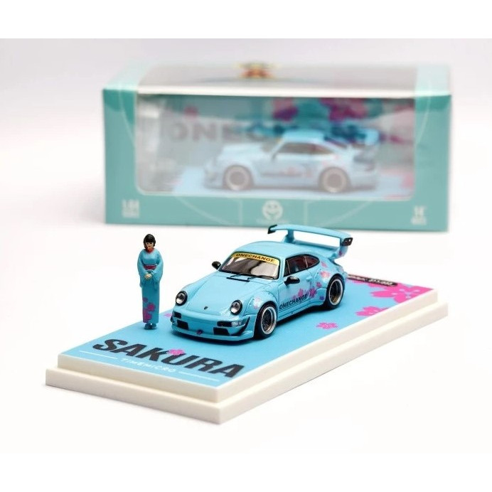 Time Micro Porsche RWB 964 GT Wing Sakura Japan Kimono Girl FIGURE Limited Edition Tiffany Blue