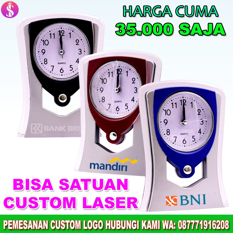 Jam meja analog,  jam meja custom logo, jam meja promosi, jam meja souvenir