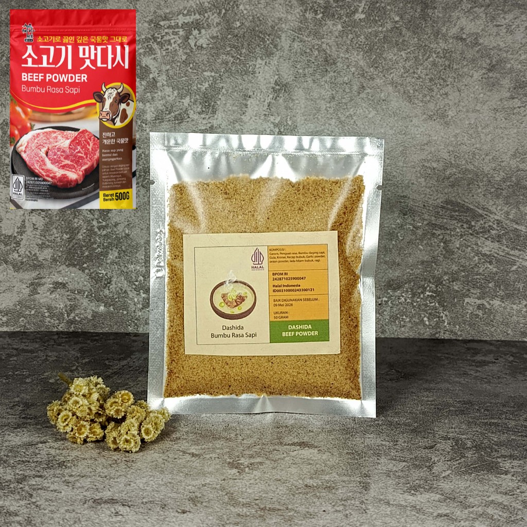 

Dashida Bubuk Kaldu Rasa Sapi Korea Halal Korean beef powder Repack 50 gr dan 100gr