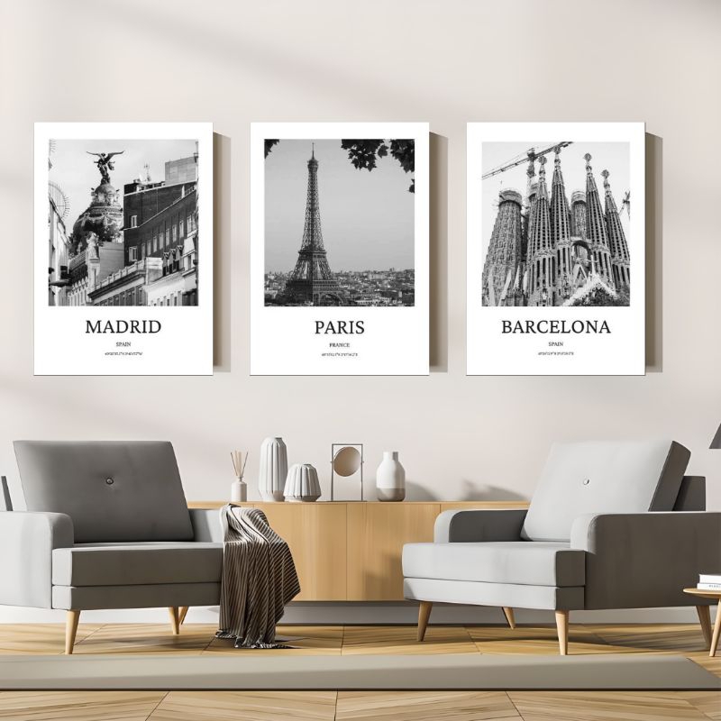 HIASAN DINDING AESTHETIC HITAM PUTIH DEKORASI RUANGAN RUMAH KAMAR TEMA KOTA HITAM PUTIH POSTER BLACK