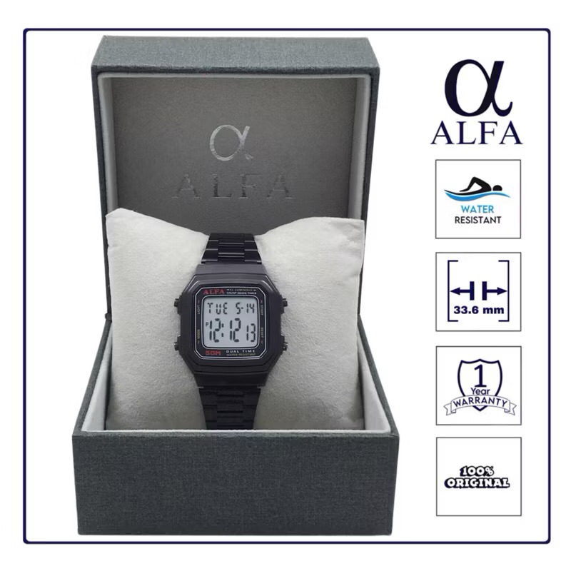 Jam Tangan Unisex Digital Tahan Air Alfa Original