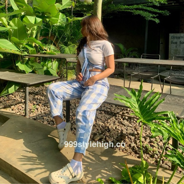 Celana Flanel Tartan Blue Ocean - Celana Tartan Unisex - Tartan Pants Kekinian