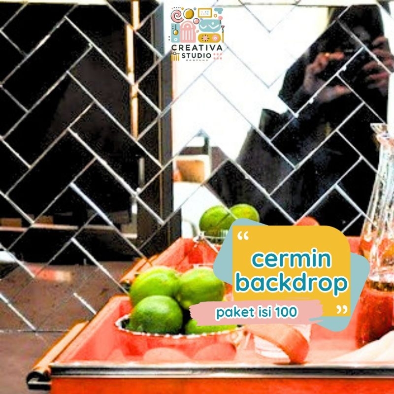 Creativa Paket Hemat Cermin Tempel Dinding Backsplash & Backdrop Bentuk Bata dan Hexagonal