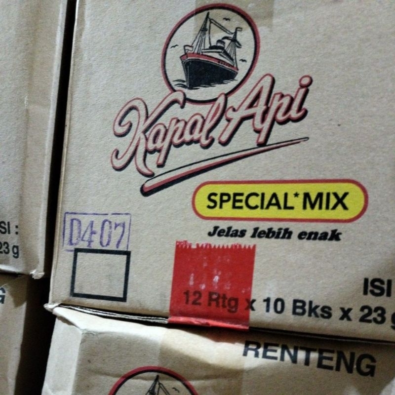 

kapal api mix 1 dus isi 12 renteng × 10 bungkus ×23g