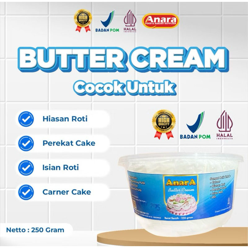 

Butter Cream Anara 250gr - Hiasan roti tart