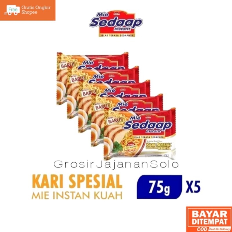 

Mie sedaap Kuah Rasa Kari Spesial 1 paket isi 5 pcs