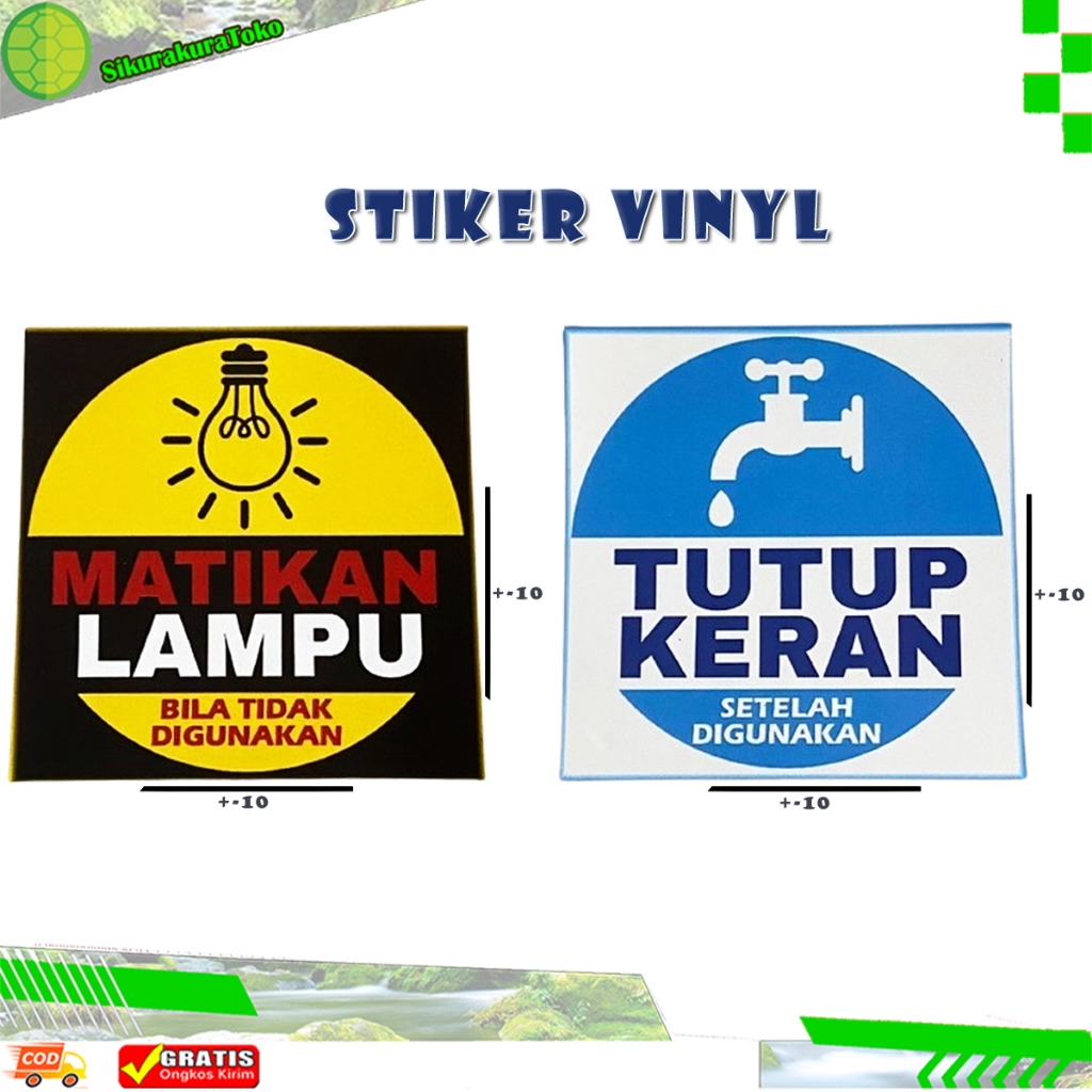 

(Skr) Stiker Vinyl Tutup Keran Matikan lampu hemat listrik sticker laminasi glossy