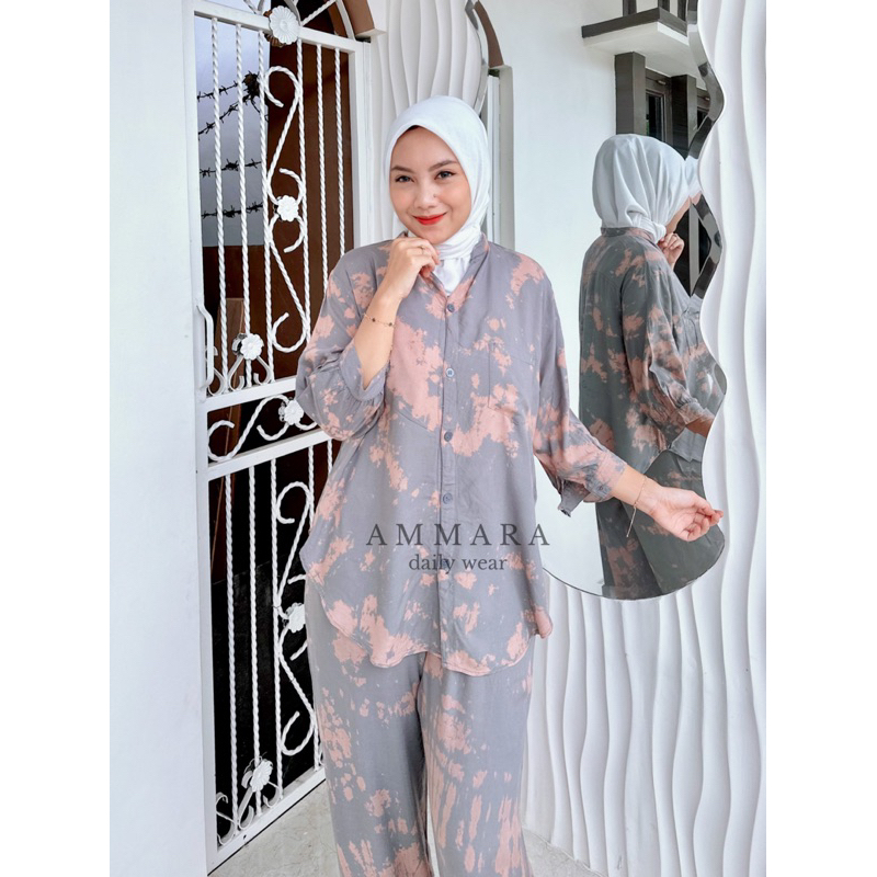 AMMARA - oneset tiedye - setelan tiedye - kemeja tiedye - tiedye handmade rayon premium