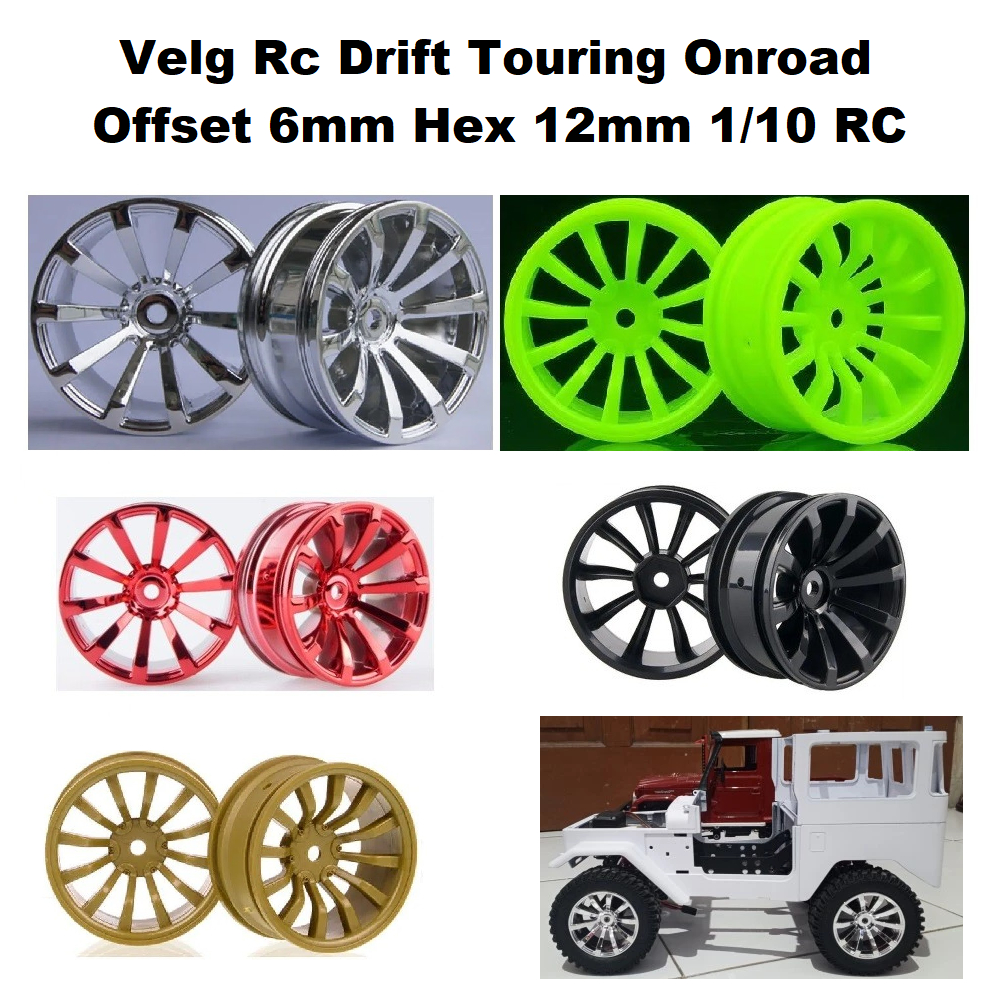 Velg Rc Drift Touring Onroad Offset 6mm 10 spoke 1/10 Hex 12mm Rc Car Rims Traxxas HSP HPI RedCat Sa