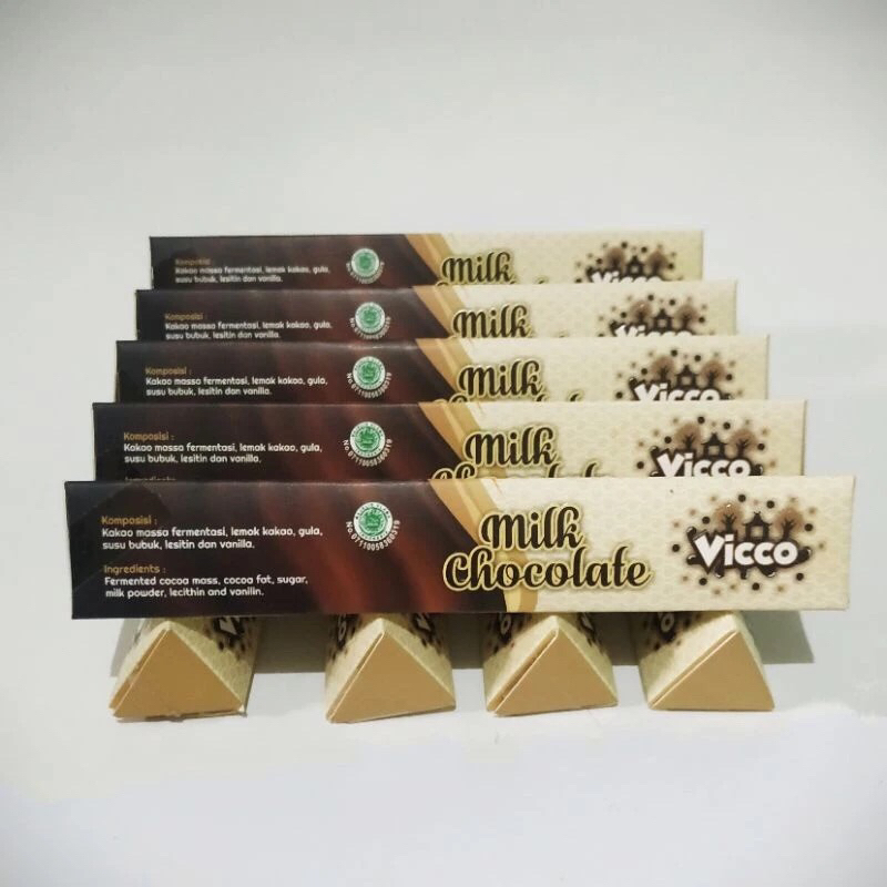 

VICCO CHOCOLATE Khas Jember Vicco Cokelat Segitiga | Milk dan Dark | Cokelat Puslit Jember | Kopi Kakao Shop