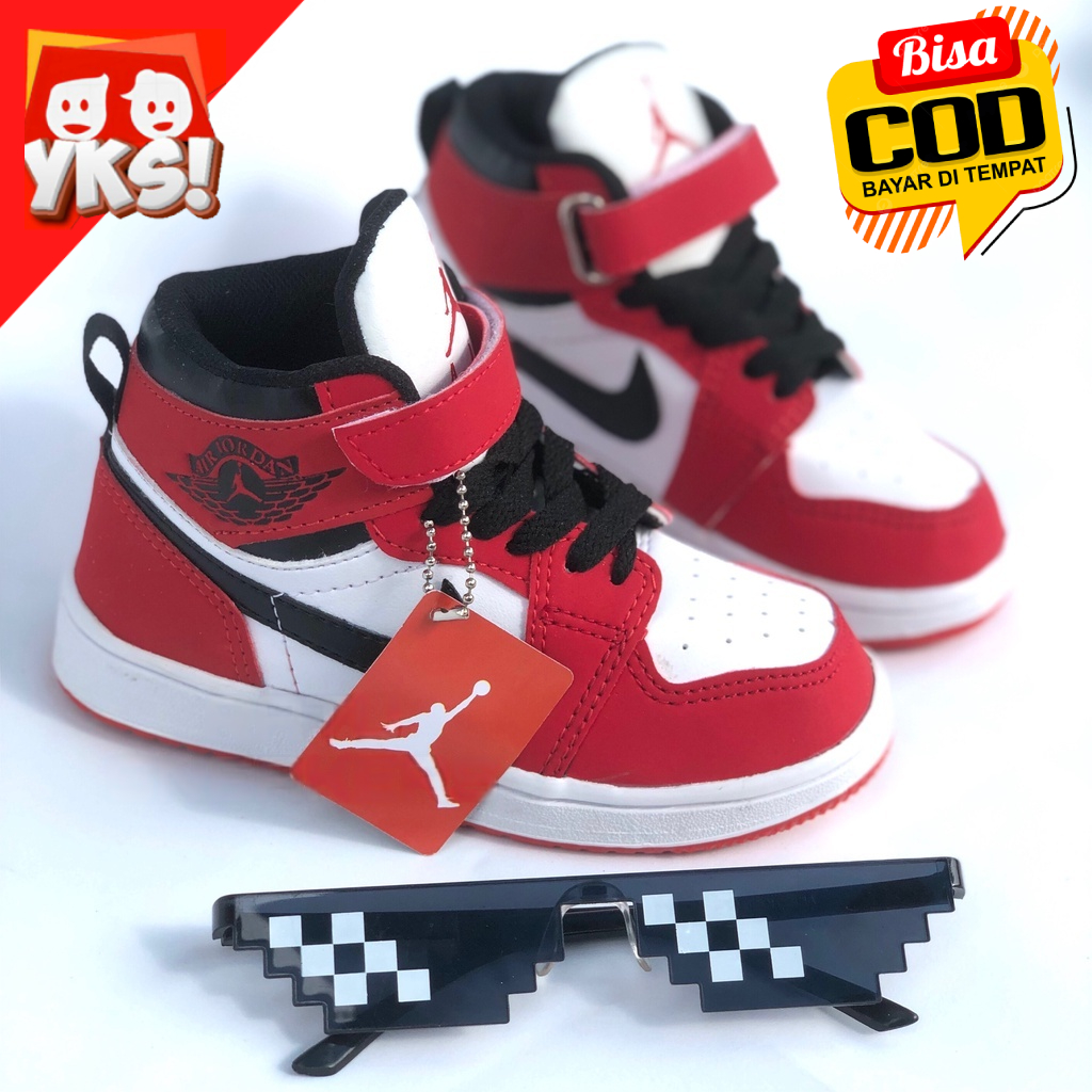 (BISA COD) Sepatu sneakers anak jordan (26-35) MERAH untuk cowo cewe laki laki dan perempuan umur 2