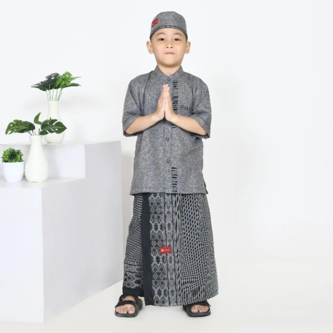 baju muslim anak laki-laki model sarkoci(sarung koko peci) lengan pendek