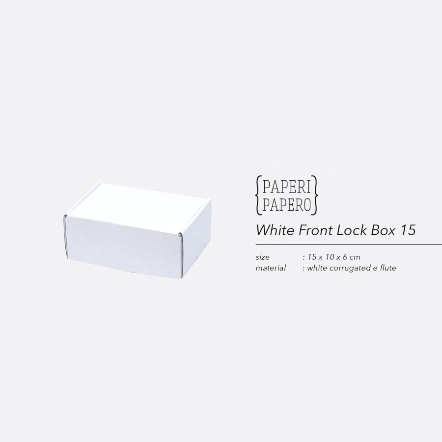 

White Front Lock Box (15 x 10 x 6 cm) - Boks Putih Packaging Hampers (1 Pcs)