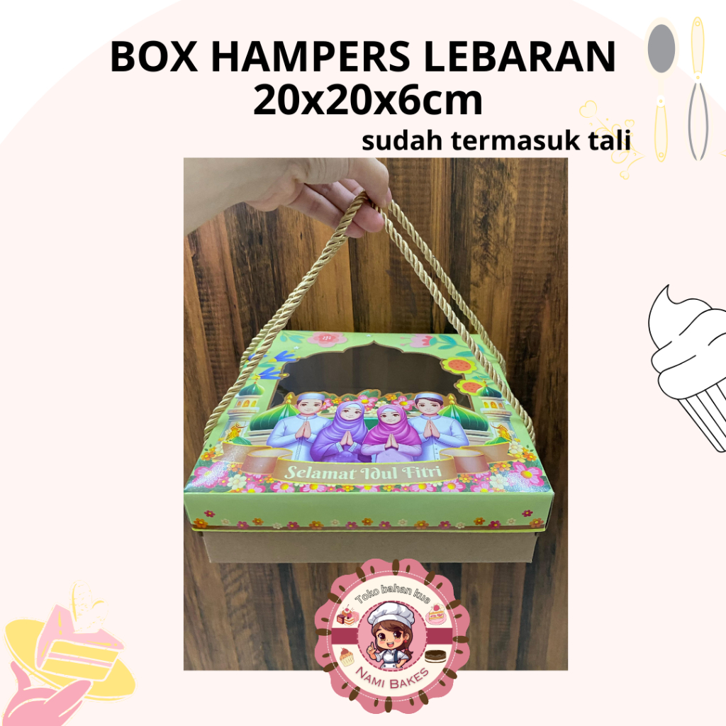 

Kotak Lebaran / Box Hampers Idul Fitri 20x20x6cm ( sudah termasuk tali)