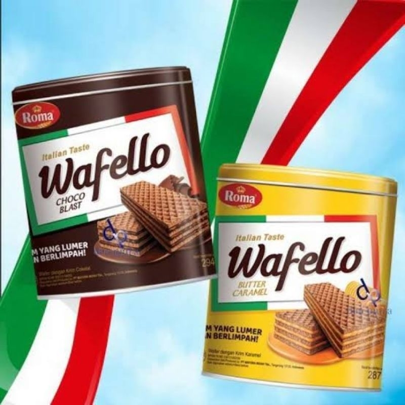 

Wafello kemasan kaleng bulat coklat / caramel