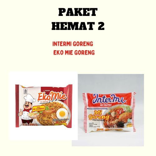 

PAKET HEMAT INTERMI GORENG DAN MIE EKO GORENG [1PCS ISI 20 INTERMI GORENG 10 DAN EKO MIE GORENG 10]
