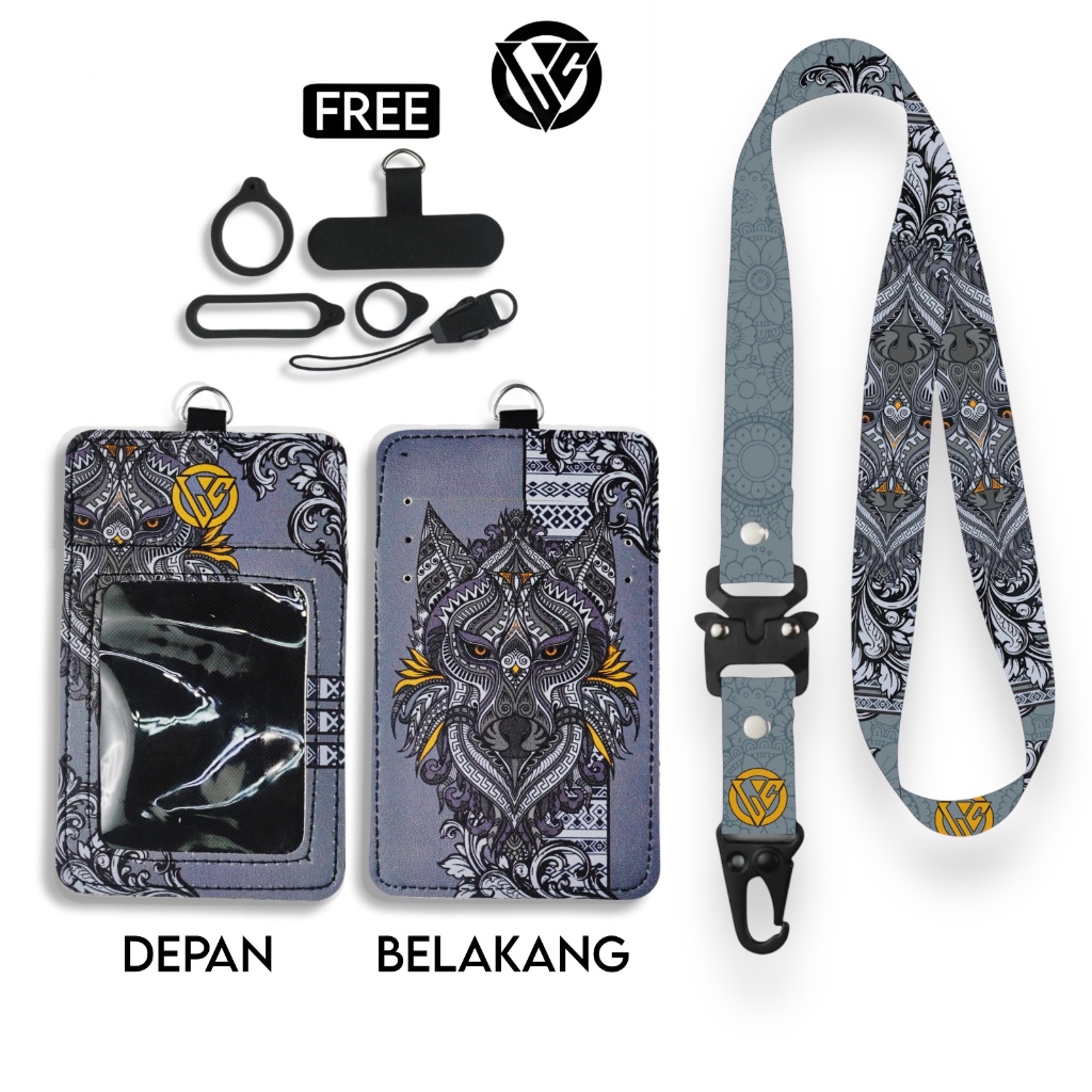 

LC.ID Lanyard Id Card Holder Leather Printing UV Tali Lanyard Holder Kulit Printing - Wolf Series V4
