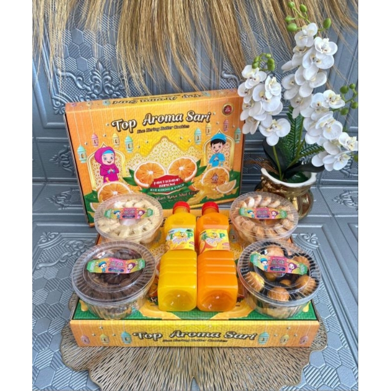 

KUE KERING IDUL FITRI TOP AROMA SARI ISI 4 TOPLES KUE & 2 SIRUP | HAMPERS KUE KERING