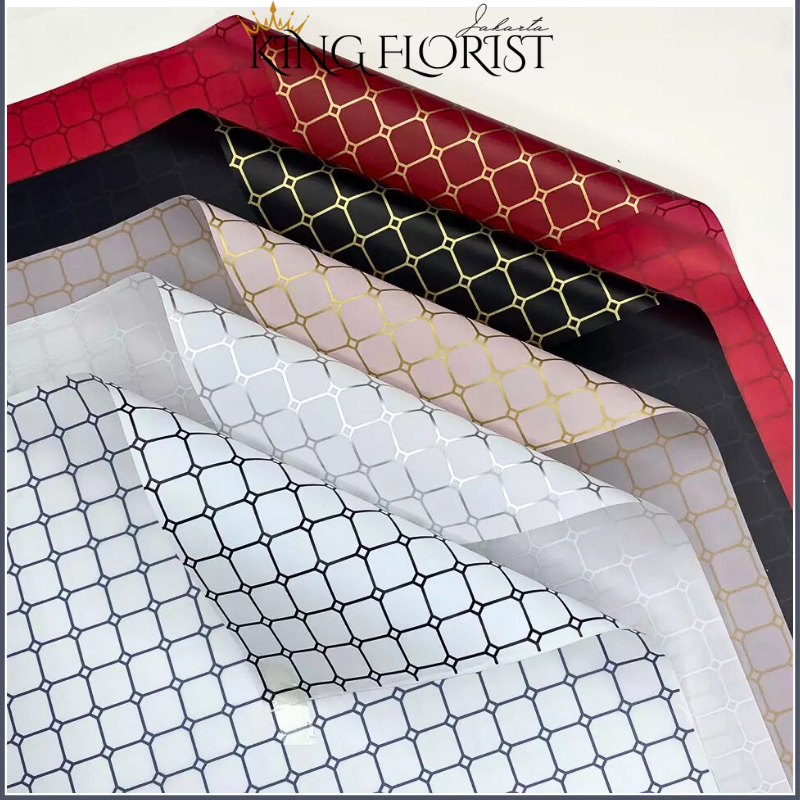 

20 LEMBAR Flower Wrapping Paper Kotak Kotak Kertas Buket Bunga Cellophane 6246