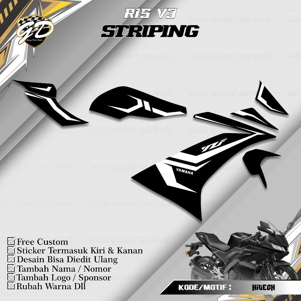 Striping R15 V3 Stiker Striping R15 V3 Striping Variasi R15 V3 GD-002