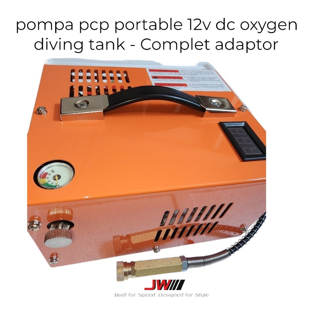 PORTABLE POMPA PCP 12V DC OXYGEN DIVING TANK COMPLETE ADAPTOR