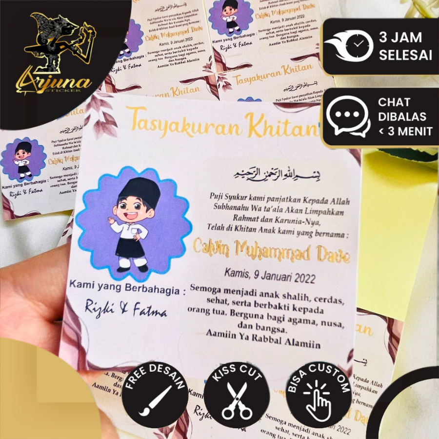 

5-8 Label Kotak Chromo Tasyakuran Khitanan Free Desain Sticker Syukuran Walimatul Khitan Sunatan