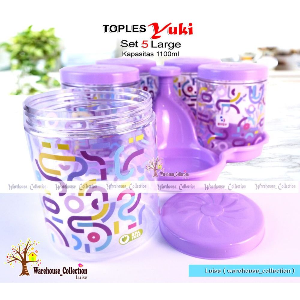 Miawmiaw_Id  Toples Yuki 1100 Ml + Nampan Set 5 Large // Set 3 Large // Toples Kue Lebaran Cantik