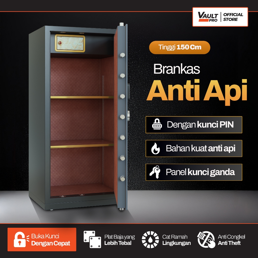 Brankas Anti Api 150cm Brankas Tahan Api Brankas Dokumen Brangkas Uang Pin Password Safe Box