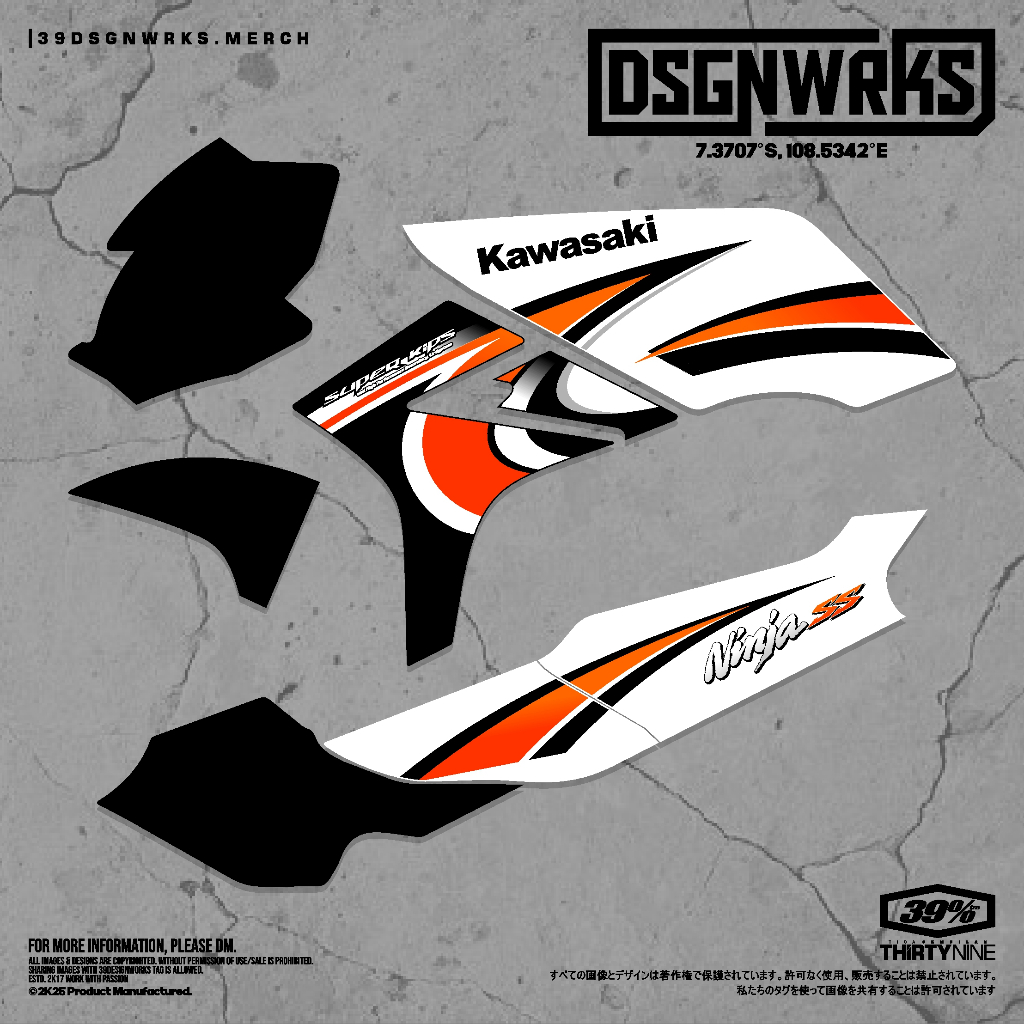 STIKER STRIPING MOTOR Kawasaki Ninja R, Ninja SS Motif Custom Orange Version