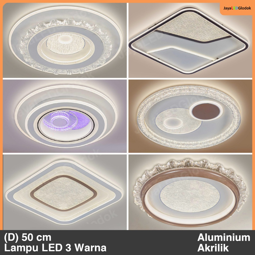 Lampu Plafon Ceiling Minimalis Ruang Tamu Kamar Tidur Hias Kotak Bulat 50 cm