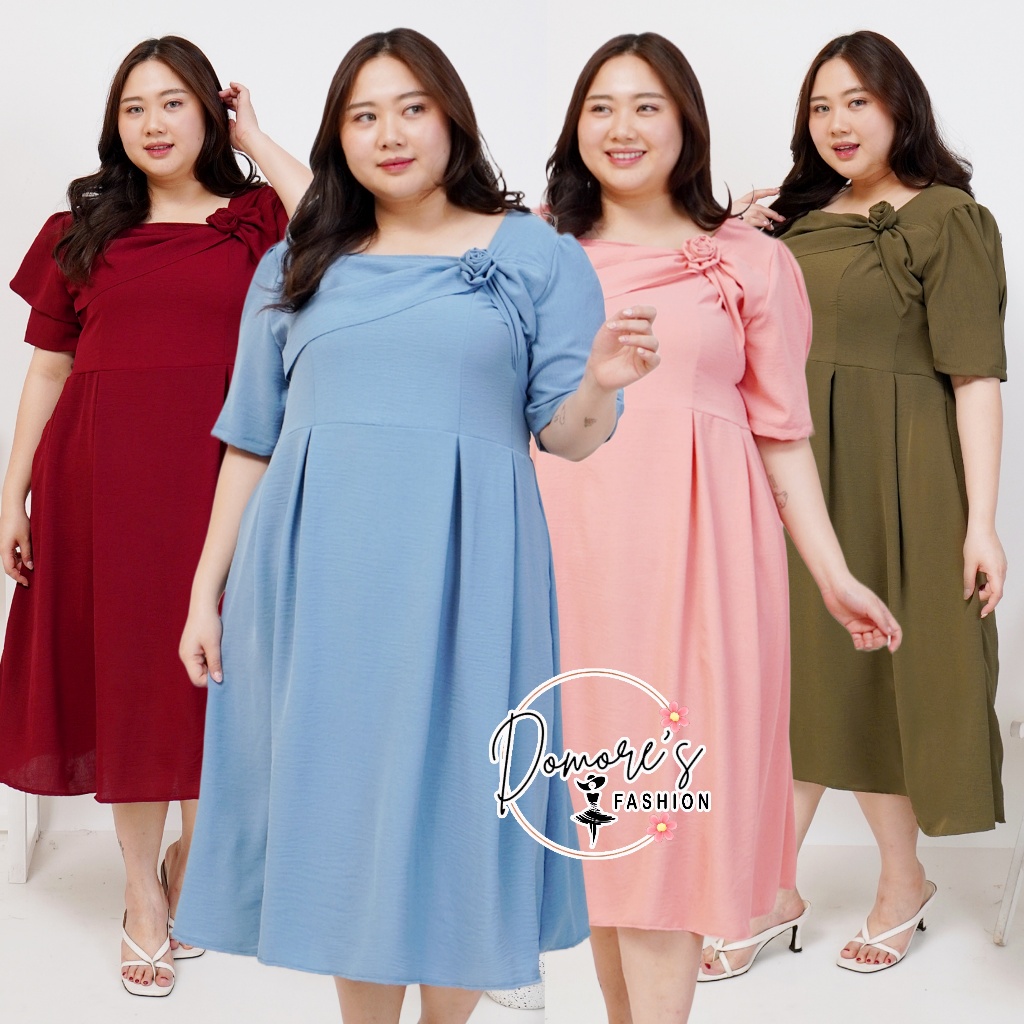 Domore's Bigsize Dress Wanita Terbaru Gaun Bunga Pesta Jumbo Dres Kondangan Ukuran Besar Ld130 Meima