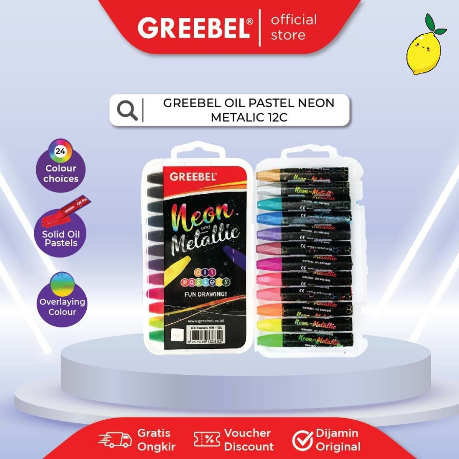 

Crayon Oil Pastel Greebel NM-12C / Krayon 12 Warna Neon Metallik