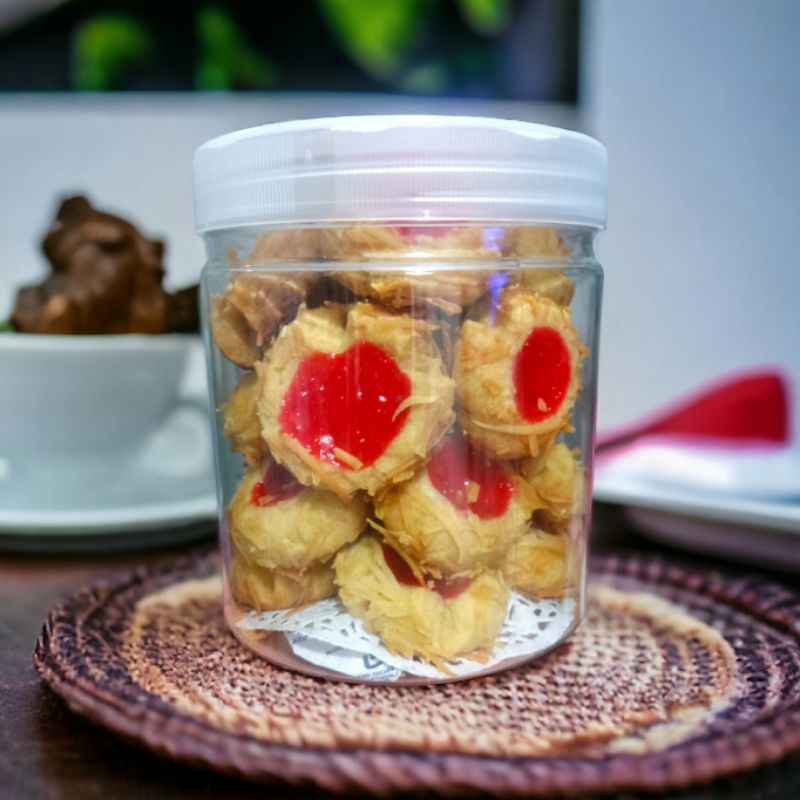 

Kue Kering Thumbprint Cookies Strawberry Toples Tabung Ukuran 600ml