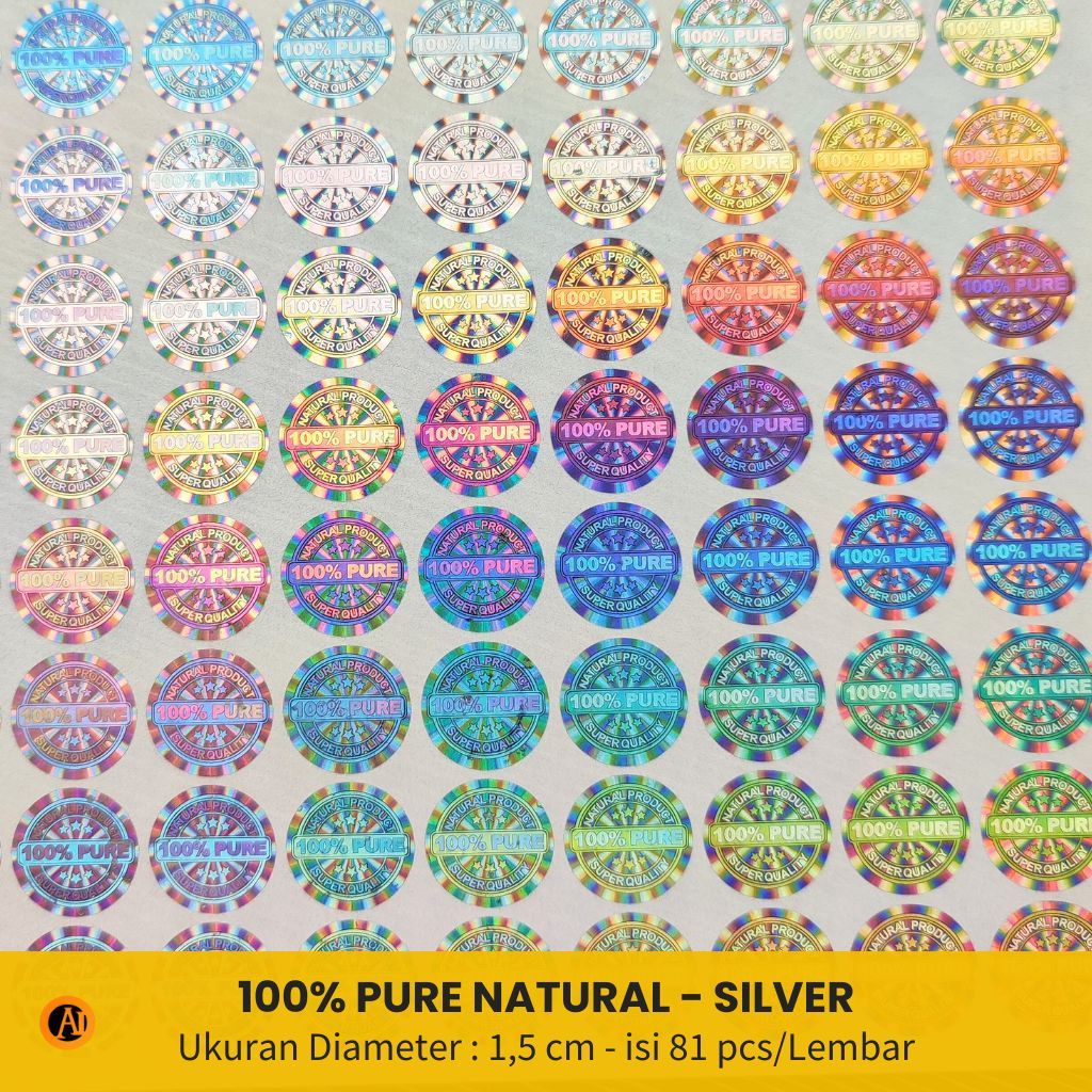 

Stiker Hologram 100% Pure Natural diameter 1,5cm - Silver