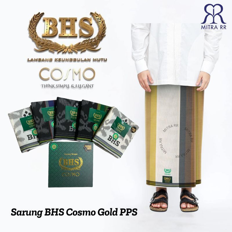 Sarung BHS Cosmo Gold PPS Salur Warna | Sarung BHS ORIGINAL Sarung Tenun Dewasa Motif Salur
