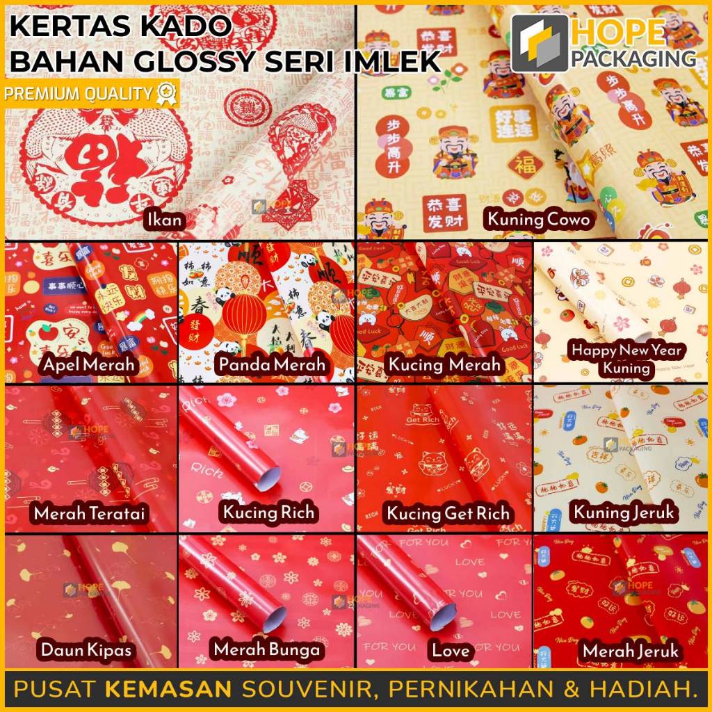 

[ HARGA / 3pcs] Kertas Kado / Kertas Bucket / Kertas Kado Souvenir Hampers / Kertas Kado Imlek / Kertas Kotak Hampers / Pembungkus Kado