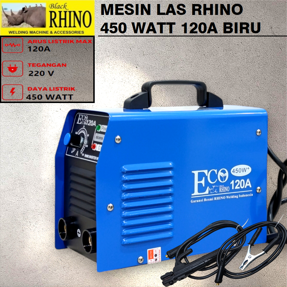 Mesin Las Rhino Mesin Trafo Las Inverter MMA 120A 450Watt Las Listrik 450 Watt Travo Las ECO 450W