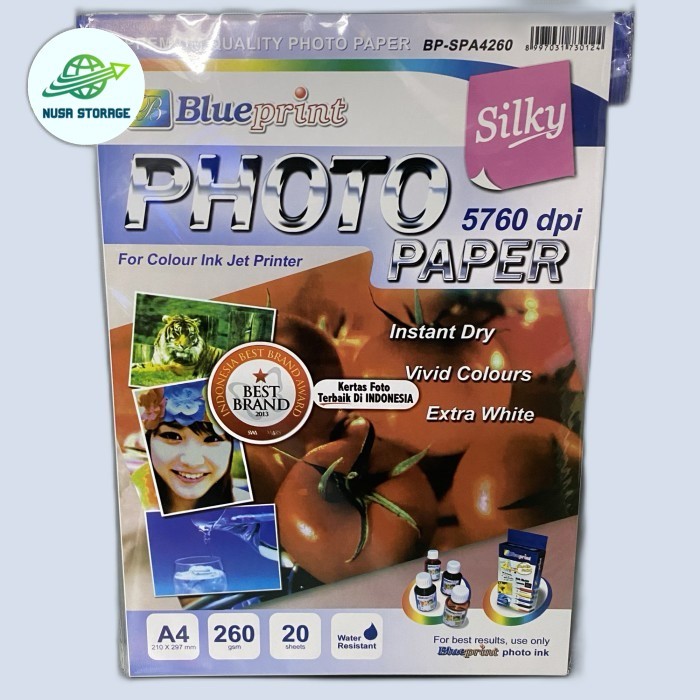 Kertas Foto Silky BluePrint A4 260Gsm 20Sheets Photo Paper Doff