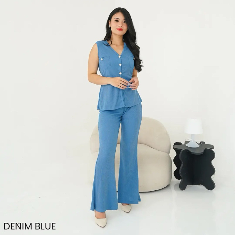 Leefeena One Set Vest Cutbray Calista | Baju Set Wanita | Cutbray Pants | Korean Set Wanita