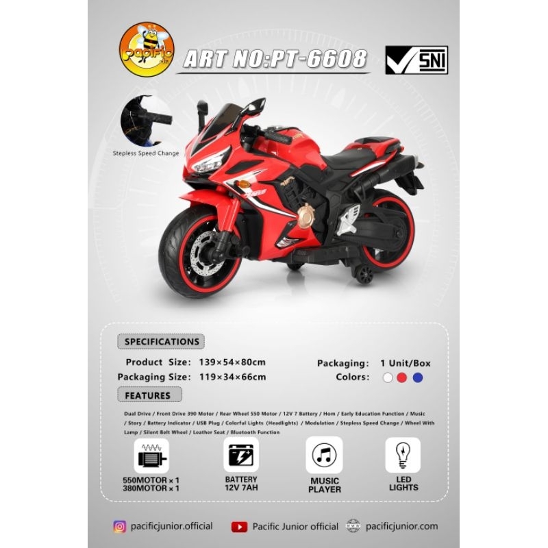 MOTOR RC RECHARGEABLE  PT-6608 PACIFIC MAINAN ANAK