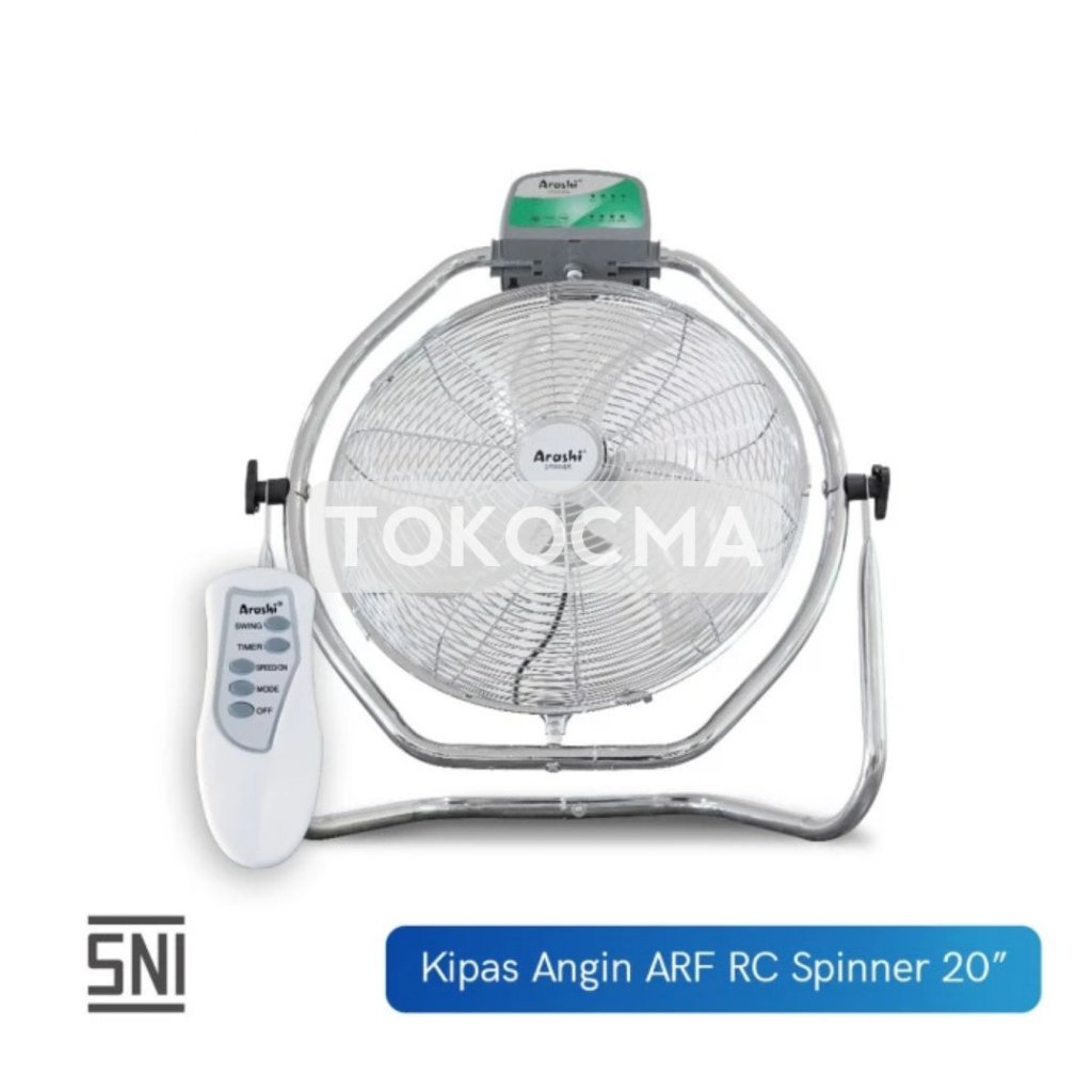 Arashi Spinner ARF 20 RC Kipas Angin Industri Lantai & Dinding 16 Inch 2in1 + Remote / 3 Speed SNI