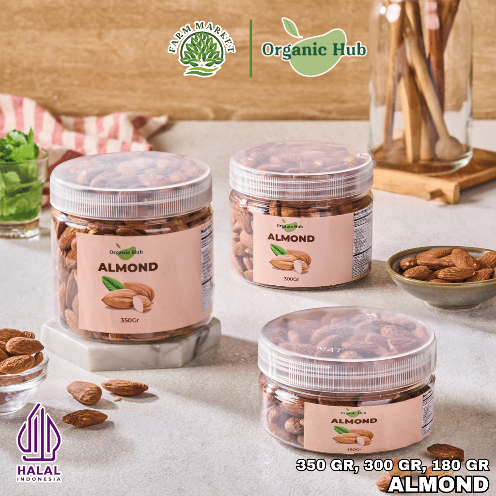 

Organic Hub Kacang Almond Panggang Kupas Premium Organik Roasted Almond Original Natural 100%
