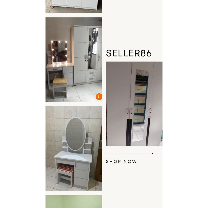 LEMARI pakaian putih 3 PINTU PAKET DAN MEJA RIAS FULL PUTIH  / SET LEMARI DAN MEJA RIAS FULL PUTIH