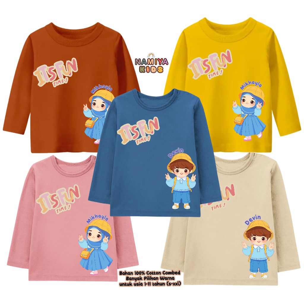 (PANJANG) ANAK TK KOREA CUSTOM NAMA/ Kaos Anak Custom/ Kaos Anak Bonus Nama/ Kaos Anak Inisial/ Kaos