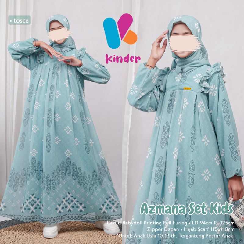 New Azmana maxy kids Gratis hijab setelan gamis ana perempuan remaja tanggung usia 10-13 tahun fashi