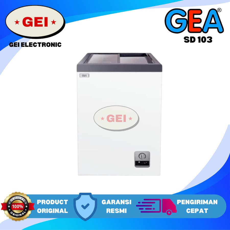 GEA Freezer SD 103 Kulkas Freezer Es Krim Sliding SD-103 Flat Glass Freezer