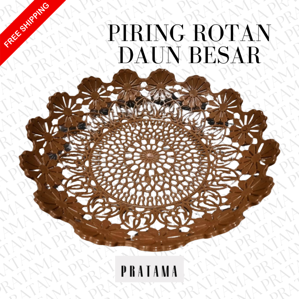 Piring rotan plastik / Piring rotan daun BESAR / Piring rotan besar / Piring rotan / Piring (1 Lusin
