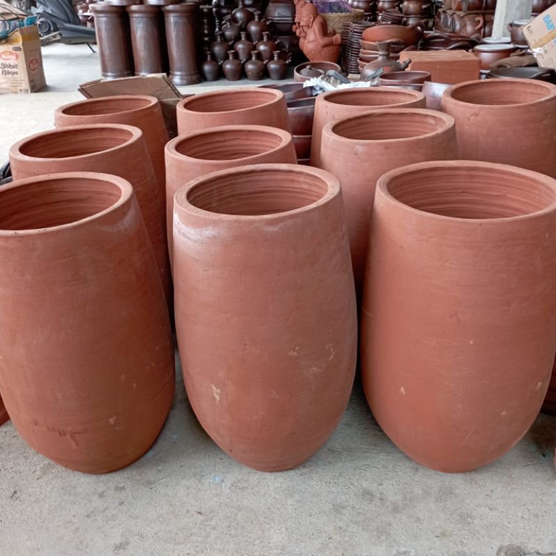 Pot Besar Gerabah Tanah Liat Free Packing Kayu