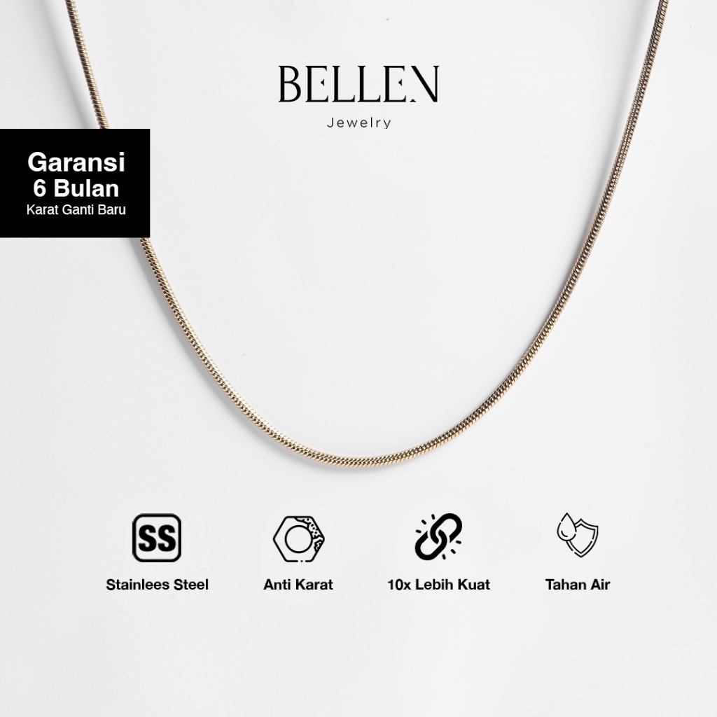 Bellen Kalung Emas Pria Wanita Titanium Anti Karat / Kalung Gold / Kalung Emas - 50CM/60CM