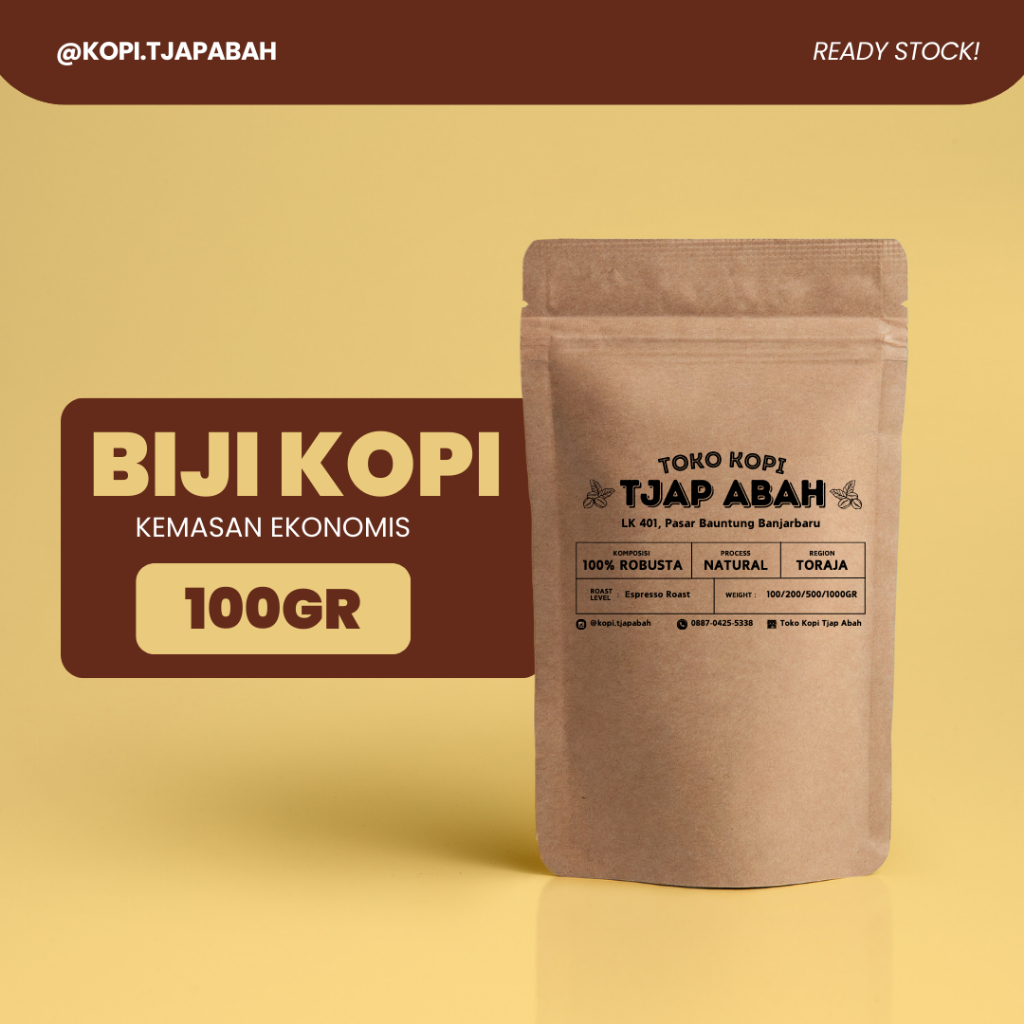 

BIJI KOPI KEMASAN EKONOMIS 100gr Toraja Lampung